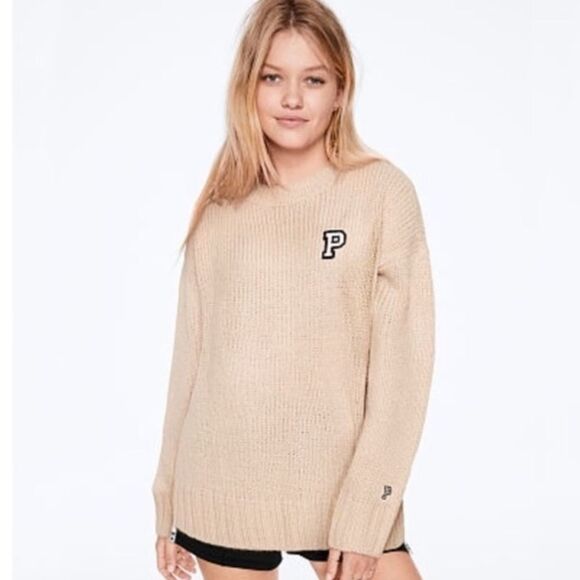 Victoria Secrets PINK Y2K VINTAGE Varsity Boyfriend Sweater - SIZE LARGE - Picture 1 of 6